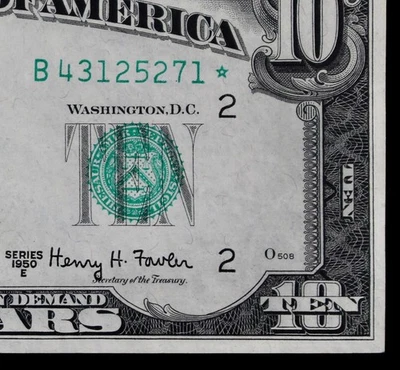 HG $10 1950E Star Federal Reserve Note B43125271* series E ten dollar, New York - Image 1 of 3