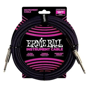 Ernie Ball 18' Braided Straight Guitar Instrument Cable - Purple / Black 6395 - Picture 1 of 8