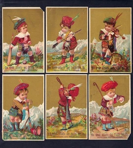 c1890's Victorian Trade Card Lot, Great Atlantic & Pacific Tea, Scottish Boys - Bild 1 von 2