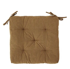 Striped Cotton Seat Pad Almond Brown Summer Garden Chair Cushion Ties 45cm - Picture 1 of 8