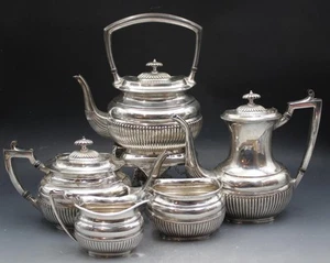 Antique Wallace Silver Plate 5 Piece Tea Set w/ Tilting Kettle on Stand N6720 - Picture 1 of 19