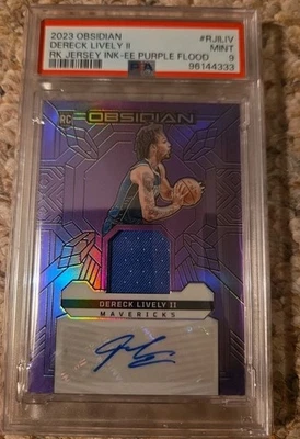 2023-24 Obsidian Dereck Lively II Rookie Jersey Ink Auto Purple 49 PSA 9 - Image 1 of 4