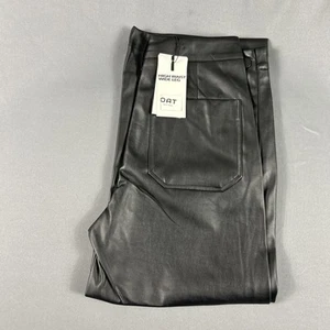 OAT New York Pants High Waist Wide Leg Straight Womens 29 Black Polyurethane - Picture 1 of 6