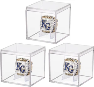 3er Pack Meisterschaftsring Vitrine klar Acryl Vitrine Mini Fußball B - Bild 1 von 12