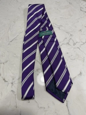 Andrew’s Tie 100% Silk Purple Regimental Striped Tie Made in Italy - Imagem 1 de 4