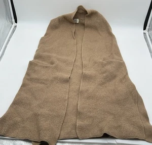 Wilfred Aritzia Dunkirk Sleeveless Vest/Cardigan Merino Wool Tan Size L VGUC - Picture 1 of 9