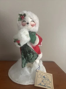 Annalee Mobilitee 1995 Schneefrau Mantel Schal Stechpalme Beere Schnee 7 Zoll - Bild 1 von 7