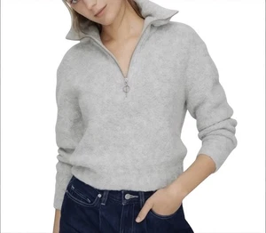 Wilfred Free Aritzia Gwyneth Quarter Zip Alpaca Cozy Crop Sweater Grey Sz XS - Picture 1 of 12