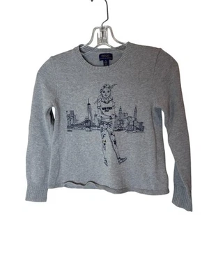 Suéter Polo Ralph Lauren Niñas Mediano 8-10 Gris Ciudad de Nueva York Gráfico Algodón Foto 1 de 4
