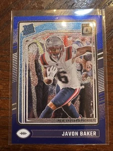 2024 Panini Donruss Optic Javon Baker Blue Glitter Rated Rookie SSP Patriots - Bild 1 von 2