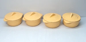 Set of 4 Calphalon Cast Iron MINI Cocotte Soup Pot Crock Custard Yellow 10 oz - Picture 1 of 5