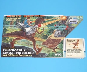 DINO RIDERS BOX CUT OUTS FLAP FILE CARD DEINONYCHUS WITH SKY 1988 TYCO - Picture 1 of 4