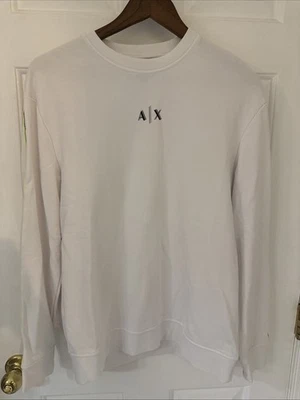 Hombre Armani Exchange Suéter Blanco con Rayas Verdes Talla M Foto 1 de 4