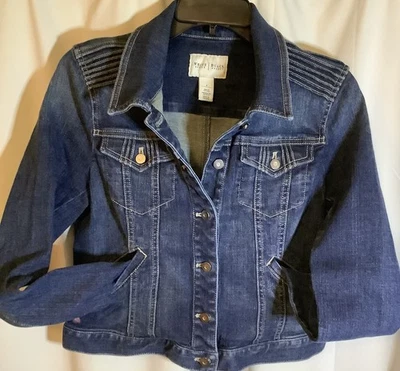 Chaqueta vaquera White House Black Market, personalizada con espalda pequeña, talla 8 Foto 1 de 4