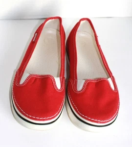 Crocs Damenschuhe rot Canvas-Slipper bequeme flache Wanderschuhe 7 Weite - Bild 1 von 6