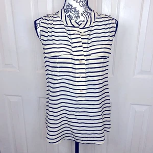 Camicia smanicata J crew in seta nera e panna taglia 2 - Foto 1 di 5