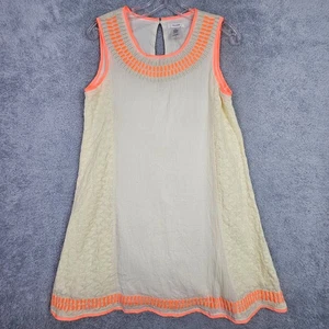 Esley Damen Kleid S beige Boho Hippie A Linie bestickt Ösen Schlüsselloch Baumwolle - Bild 1 von 18