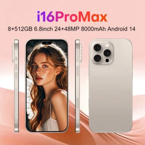 New i16 Pro Max 6.8" HD Android Smartphone Unlocked Global 8+512GB Dual SIM - Picture 1 of 28