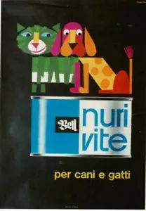 Original Vintage Poster NURI VITE KATZEN- & HUNDEFUTTER 1961 Brun - Bild 1 von 1