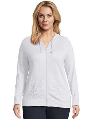 Just My Size Hoodie Women Full-Zip SlubCotton Lightweight Jersey Packets 1XL-5XL - Image 1 of 4