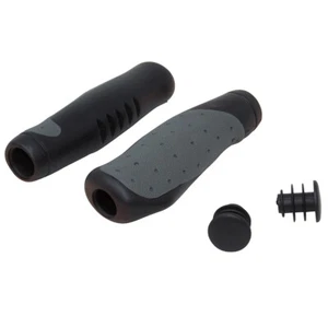 NEW! MTB ATB Bicycle Grips Handle Bar Grip Kraton Rubber Black/Gray - Picture 1 of 2