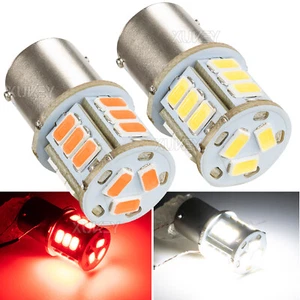 2 x 24v Red /White LED BA15s 246 R10W SMD Number Plate Interior Bulbs HGV Truck - Picture 1 of 13