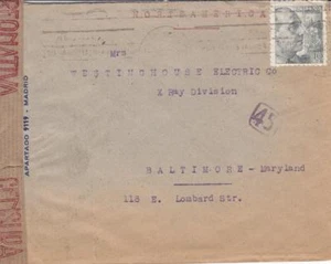 1945, Madrid, Spain to Baltimore, MD, Censored, See Remark (C2205) - Imagen 1 de 1