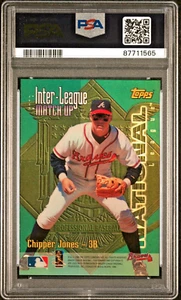 MO VAUGHN/CHIPPER JONES 1997 Topps Inter-League Match-Up Refractor PSA 10 Pop 7 - Imagen 1 de 2