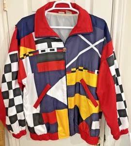 Vintage 90s Ellesse Perugia Italia XL Windbreaker – Multicolor Racing Stripes - Picture 1 of 10