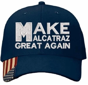 Make Alcatraz Great Again Sombrero Bordado Ajustable Azul Marino Bandera EE. UU. Ajustable Sombrero - Imagen 1 de 2