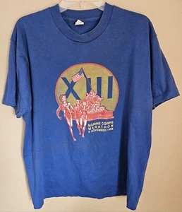 NICE VTG 80s Velva Sheen 1988 US Marine Corps Marathon Single Stitch T-shirt XL - Picture 1 of 7