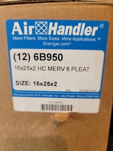 AIR HANDLER 6B950 Pleated Air Filter,16x25x2,MERV 8 6B950 Free Ship Lower 48 - Picture 1 of 5