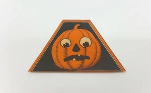 Vintage Halloween Cut Out - Scared Pumpkin Jack-o-Lantern Die Cut 1920s - 1930s - Bild 1 von 7
