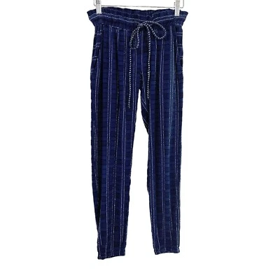 Pantalones de mujer Ace & Jig a rayas cintura elástica talla XS azul plata cordón Foto 1 de 4