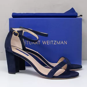 Stuart Weitzman Nearlynude Nice Blue Suede Sandals, Size 11.5 M - Picture 1 of 8