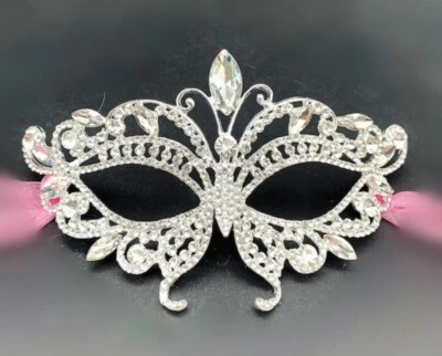 Bridal Rhinestone Masquerade Eye Mask, Ball Halloween, Party, Venetian, Cosplay - Image 1 of 2