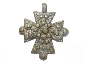 09J15 ANCIEN PENDENTIF EN BRONZE CROIX COPTE ETHIOPIE ART TRIBAL AFRICAIN - Imagen 1 de 2