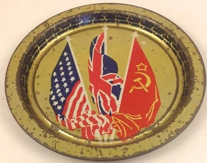 WWII  "ALLIES"  TIN TIP TRAY  USA RUSSIA GREAT BRITAIN - Picture 1 of 4