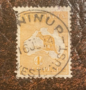 AUSTRALIA - Sc# 6 - 4d Orange Kangaroo 1913 Wmk 8 - Used with CDS - Picture 1 of 2
