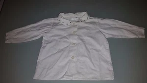 Blusa Blanca Con Flores Azules JACADI 6 Meses Muy Buen Estado - Imagen 1 de 2