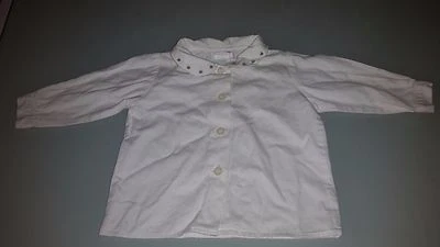 Blusa Blanca Con Flores Azules JACADI 6 Meses Muy Buen Estado - Imagen 1 de 2