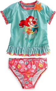 Disney Store Deluxe Ariel The Little Mermaid Rash Guard 2pc Set Swimsuit L 10 LG - Picture 1 of 1