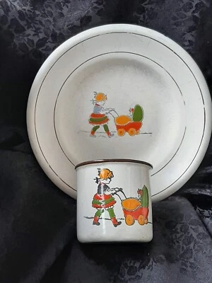 💝 Zauberhaftes antikes Emaille Kindergeschirr .. Shabby  .. Brocante  .. - Bild 1 von 4