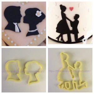 Silhouette Innamorati Per Torta Formine Pasta Di Zucchero San Valentino 10 Cm - Foto 1 di 1