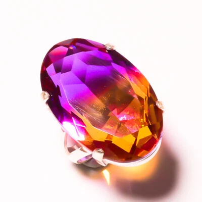 Anillo hecho a mano de plata de ley 925 con piedras preciosas ametrinas de San Valentín todos los tamaños Foto 1 de 4