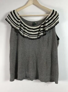 Lauren Jeans Company women's sleeveless shirt Sz 2 x black/ivory Ee6 - Picture 1 of 3