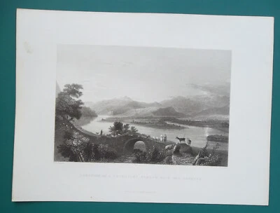 Paisaje del río Orontes de Turquía cerca de Antioquía Antakya - impresión antigua de 1836 Foto 1 de 3