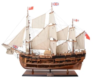 HMS Bark Endeavour Cutaway Wooden Tall Ship Model 37" Fully Assembled New - Picture 1 of 10