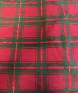 "Mantel festivo de algodón de lino a cuadros rojo verde dorado 54"" x 76""" - Imagen 1 de 3