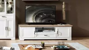 TV-Board weiß Unterschrank Lowboard Jasmin Pinie hell Artisan Eiche 193 Landhaus - Bild 1 von 7